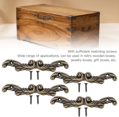 Miniatura 2 de Mango de cajón, exquisito patrón antiguo con tornillos para armarios para cajas de madera para cajas de regalo