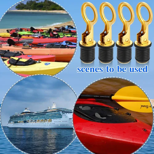Miniatura 7 de Amyhill 4 Pcs Boat Plugs Snap Handle Boat Plugs for 1 Inch Diameter Marine Drain Twist Metal Rubber Accessories for Lifeboats Fishing Boats Ferries