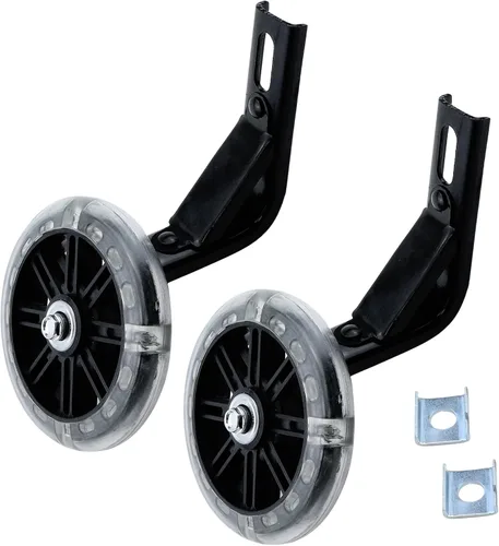 Miniatura 19 de Par de ruedas auxiliares de bicicleta para niños, accesorios para bicicletas de 12 "14" 16", ruedas de entrenamiento flash Negro