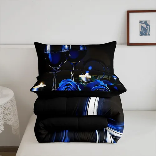 Miniatura 7 de Juego de edredón de videojuegos para niños y adolescentes, juego de ropa de cama de videojuegos azul y negro, ropa de cama para decoración del hogar