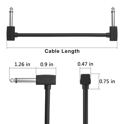 Miniatura 6 de Cable de conexión de guitarra de 6 pulgadas de 5.9 in, 0.5 pies de 1/4 en ángulo recto TS cable de pedal de efecto