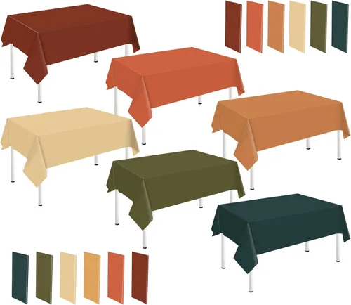 Miniatura 10 de Whaline 24 piezas de mantel azul de invierno de plástico, 6 gradientes de azul, mantel rectangular impermeable para decoración de boda de verano