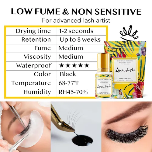 Miniatura 6 de Pegamento de extensión de pestañas extra potente de 0.3 fl oz – Lyon lash Performance Glue 1-2 segundos de tiempo de secado 6-8 semanas