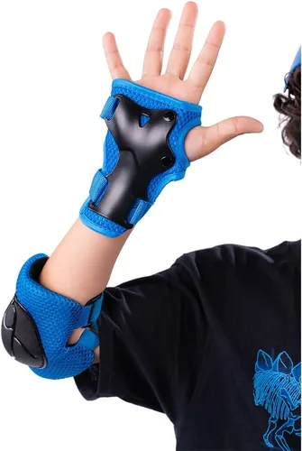 Miniatura 4 de Rude Boyz - Juego de almohadillas para casco de bicicleta, rodilleras, coderas, muñequeras para niños y niñas Azul