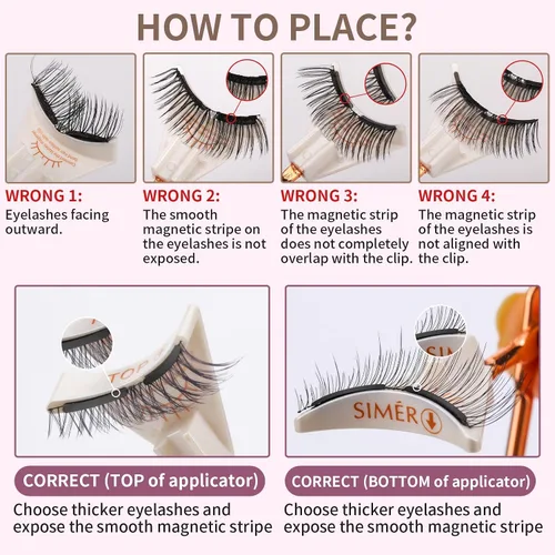 Miniatura 5 de Pestañas magnéticas sin delineador de ojos, pestañas de doble imán con aplicador, reutilizables 4D, no necesita delineador de ojos ni pegamento