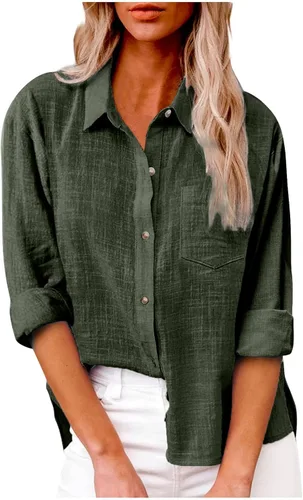 Miniatura 37 de SMIDOW Camisa de algodón y lino con botones para mujer