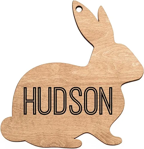 Etiqueta de Pascua, etiqueta de nombre de conejo personalizada, 3.5 pulgadas, diseño manchado, relleno de cestas y decoraciones, regalos de