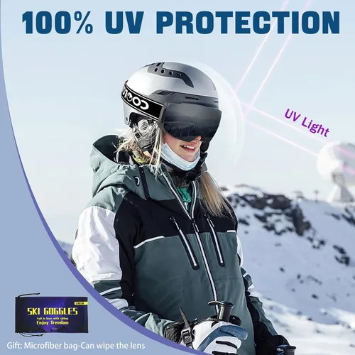 Miniatura 6 de COOLOO Snow/Ski Goggles, Snowboard Goggles for Men Women Youth -OTG, Magnetic Lens Frameless Anti Fog 100% UV Protection