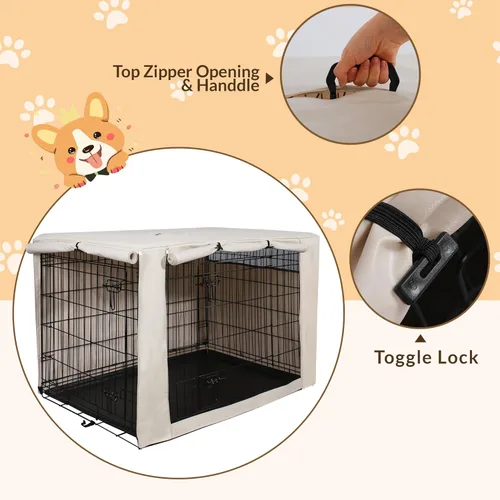 Miniatura 5 de HiCaptain - Cubierta de doble puerta para jaula de perro (para cajas de alambre de 24 30 36 42 48 pulgadas)