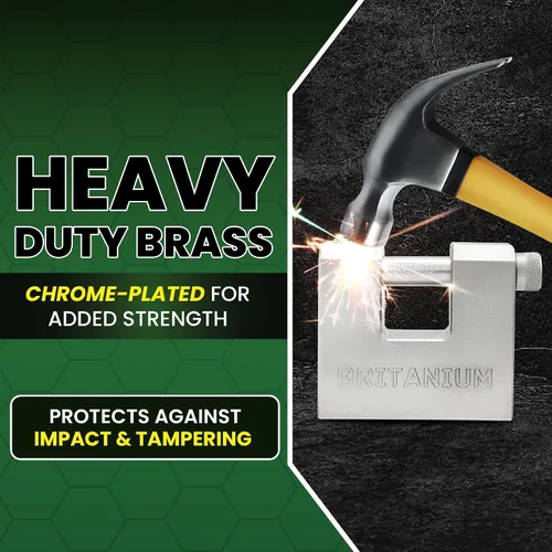 Miniatura 5 de Britanium® BRX74 Candado de Alta Resistencia para Contenedores con 5 Llaves – Eslabones Resistente al Corte de 12 mm, Cuerpo Chapado en Níquel