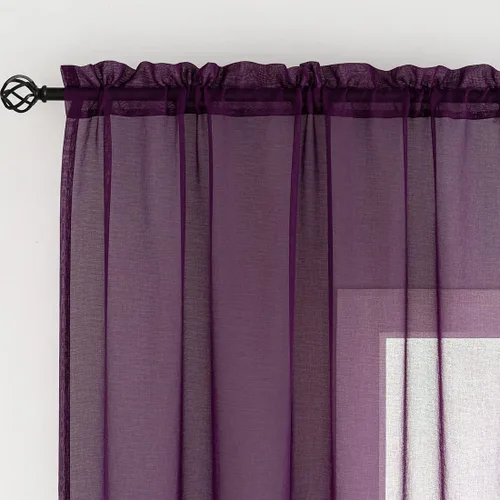 Miniatura 93 de Cortinas para ventana cortinas blancas traslúcidas de 90 pulgadas de largo, 2 paneles de cortinas de tul, paneles de ventana para cortinas de Blanco