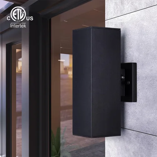 Miniatura 2 de mirrea Moderna luz de porche para exteriores, luz de patio en 2 luces, sensor de fotocélula del atardecer al amanecer con tubo rectangular