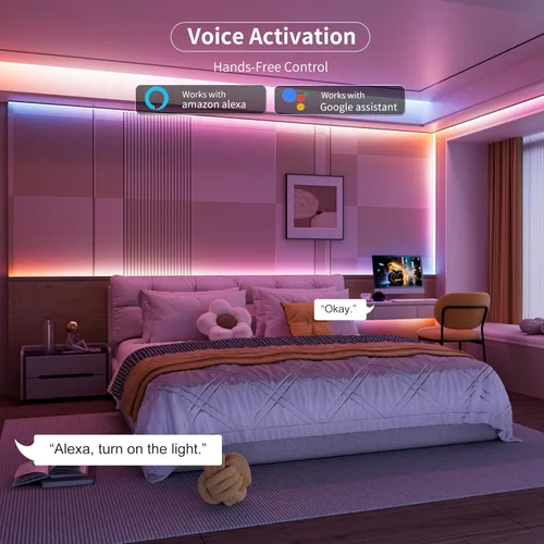 Miniatura 5 de MIWISE Tira de luz LED RGB Smart IC COB, luz de cinta LED flexible de 20 pies, tira RGB direccionable WS2811 con control de aplicación/modo