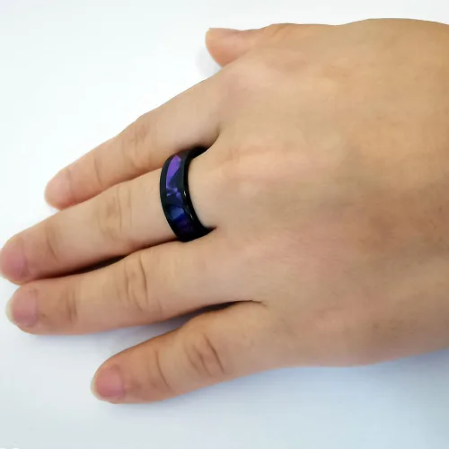 Miniatura 4 de XAHH Anillos para parejas para él y ella, chapado en oro negro, anillo de boda de promesa para mujer, circonita cúbica púrpura, circonita cúbica