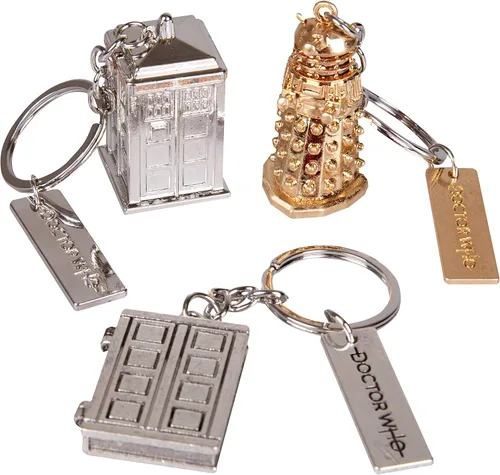 Miniatura 3 de DOCTOR WHO Caja ciega misteriosa, paquete de 3 – Recibe 3 llaveros misteriosos – Colecciona los 9 – Serie 1, Azul, Talla única