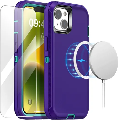Miniatura 18 de AICase Funda para iPhone 14 (6.1 pulgadas) con protector de pantalla de vidrio, protección contra caídas de alta resistencia, cuerpo completo, a