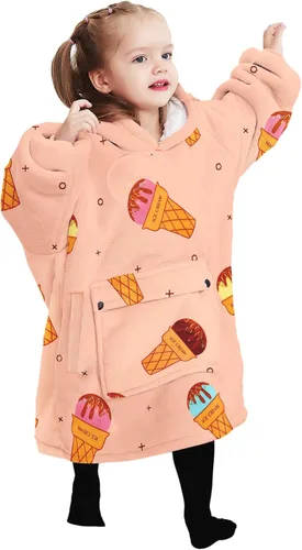 Miniatura 61 de KFUBUO Manta portátil con capucha de sherpa para niños, todos los patrones, sudadera de gran tamaño con bolsillo, regalos de cumpleaños para niñas