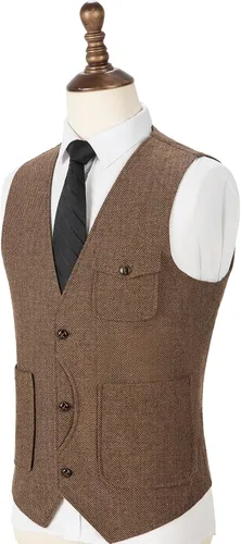 Miniatura 3 de Chalecos casuales para hombre, chalecos de tweed, chaleco vintage retro de espiga