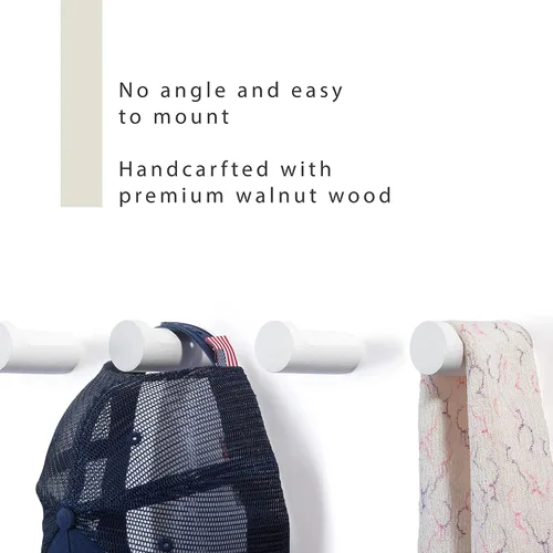 Miniatura 4 de FANATU Ganchos de Pared de Madera para Abrigatos Montados en la Pared (4 Paquetes) Ganchos para Sombreros, Percha Individual para Abrigos