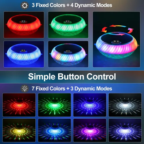 Miniatura 3 de Askyli Luces Flotantes de Piscina, Luces Solares para Piscina con Impermeable IP68 Que Flotan, Luz Solar Flotante para Piscina con Cambio