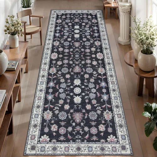 Miniatura 36 de Tangsoo Alfombra lavable para pasillo, antideslizante, 2 x 6 pies, estilo bohemio, floral, vintage, para entrada, suelo suave, para cocina, baño