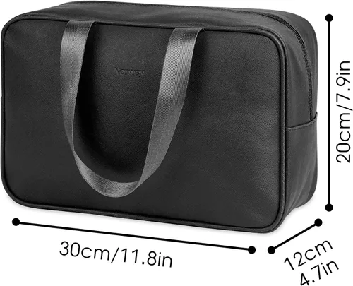 Miniatura 6 de Narwey Neceser de tamaño completo, bolsa de cosméticos grande, bolsa de maquillaje de viaje, organizador para mujeres y niñas, A-Negro, L, Bolsa
