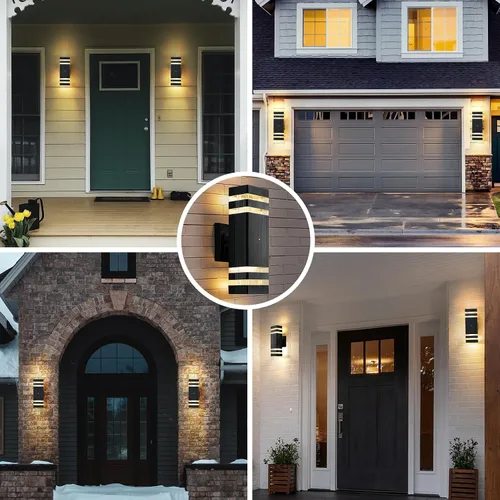 Miniatura 7 de tewei 1 paquete de luces de pared exteriores cuadradas de 12 pulgadas que iluminan hacia arriba y hacia abajo, moderna lámpara exterior negra