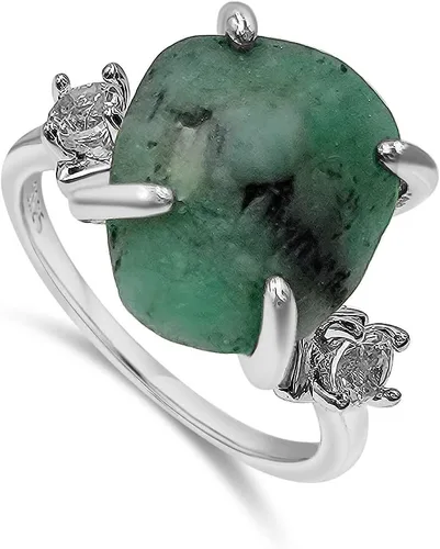 Miniatura 8 de Anillo de cristal crudo real con piedra natal, plata de ley, oro blanco, regalo de joyería para ella, regalo de Navidad, Día de la Madre