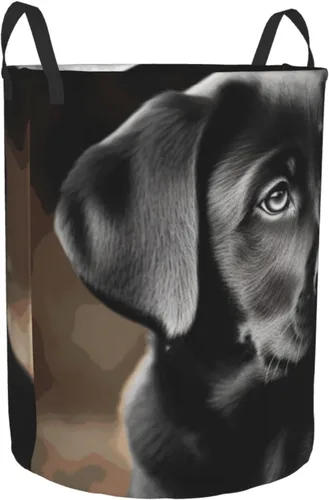 Miniatura 2 de Black Labrador Puppy print Circular Hamper Waterproof Storage Bin Organizer Basket Laundry Hamper With Handles For Clothes Toys Small