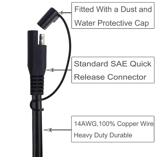 Miniatura 4 de Terminal de anillo de 12FT 14AWG a arnés SAE Conexión/desconexión rápida, fusible de 20 A