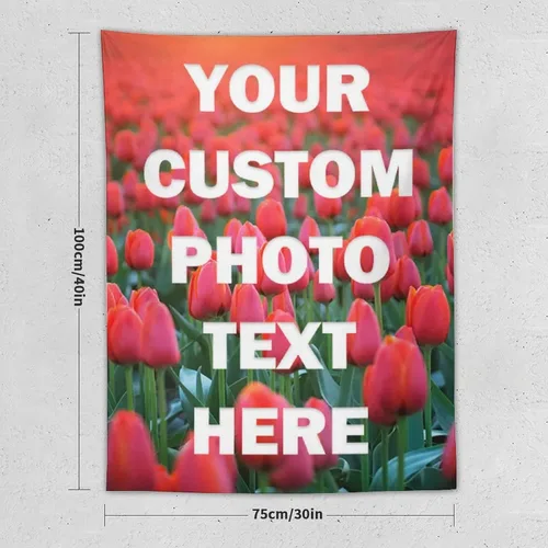 Miniatura 2 de Yananka Tapiz de tulipán floral rojo personalizado, arte de pared rectangular, unisex, decoración de dormitorio y sala de estar 1 Foto-Vertical