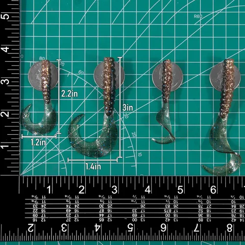 Miniatura 2 de Dr.Fish Señuelos de pesca blandos, cebos de plástico suave de 3 pulgadas, cebos de gusano Swimbaits de cinta, cola de cebo de sábalo para pesca