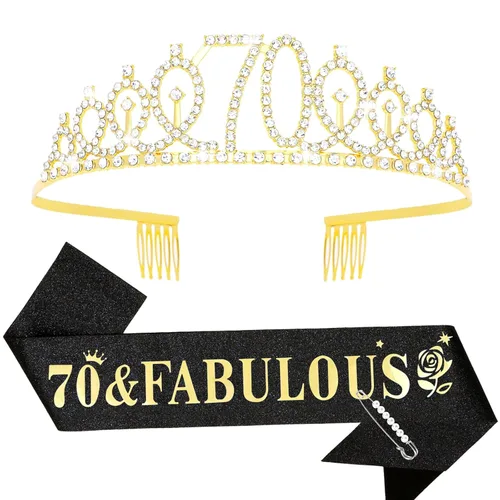 Miniatura 36 de Casoty Juego de diadema y tiara de 40 y fabuloso, oro rosa, para decoraciones de cumpleaños de 40 años, regalos para mujeres, decoraciones de fiesta