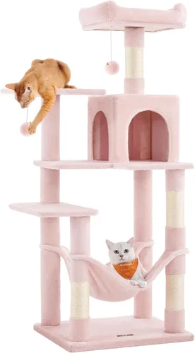 Miniatura 25 de Feandrea - Árbol para gatos de varios niveles para interiores, torre para gatos tipo condominio con 4 postes para rascar, 2 posaderos, hamaca y claro