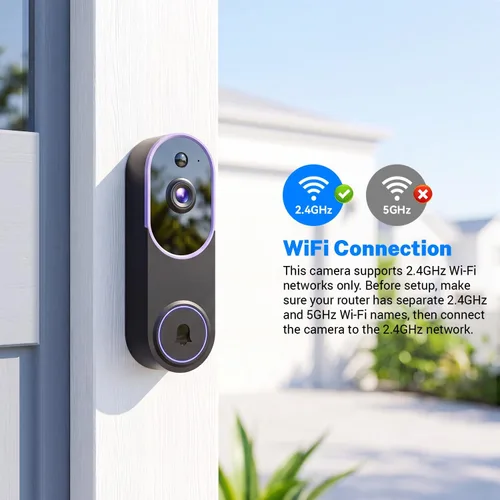 Miniatura 7 de Cámaras de timbre de video inalámbrico 1080P con detección humana AI y alertas de detección de movimiento, audio bidireccional