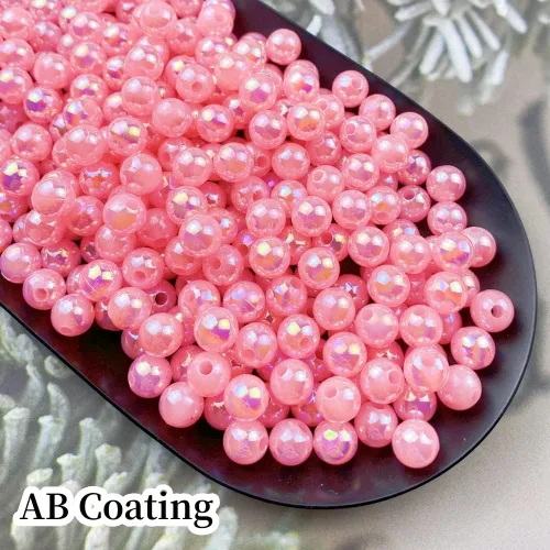 Miniatura 4 de 300 cuentas de perlas para manualidades de 0.315 pulgadas (0.315 in), cuentas redondas sueltas de perlas para collares, pulseras, aretes, Rosa Claro