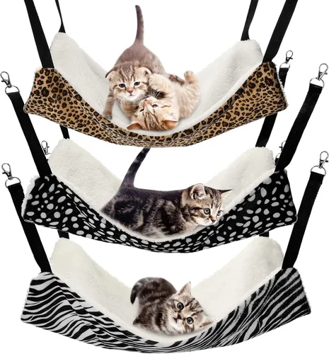 BBTO Hamaca reversible para mascotas, hamaca colgante de felpa suave para gatos, cama de conejillo de indias, jaula para ratas, accesorios para