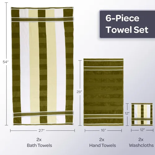 Miniatura 6 de Home - Juego de toallas de 6 piezas, accesorios de baño 100% algodón de 525 GSM, 2 toallas de baño, 2 toallas de mano y 2 paños de lavado, toallas