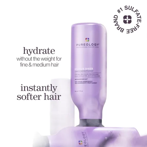 Miniatura 2 de Pureology Acondicionador Hydrate Sheer - Acondicionador hidratante ligero para cabello fino o seco teñido, sin silicona y vegano