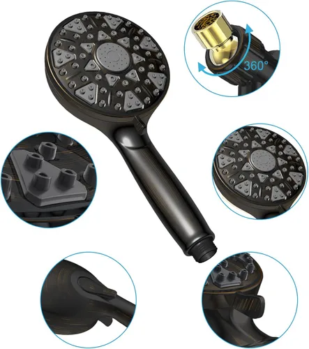 Miniatura 7 de Shower Head With Handheld 7 Settings High Pressure, Built-in Power Wash, 5" High Powerful Hand Held Rain Showerhead with Stainless Steel Hose and