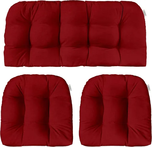Miniatura 32 de RSH DECOR: Sunbrella - Juego de 3 cojines de mimbre copetudos 41 x 19 pulgadas y 19 x 19 pulgadas Fabricado con tela de rendimiento Sunbrella