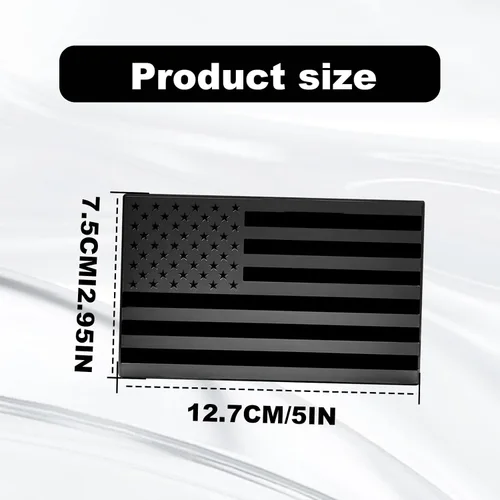 Miniatura 2 de 2 calcomanías con emblema de la bandera estadounidense 3D en relieve negro, 5 x 3 pulgadas, para pegar en el auto, camión, parachoques