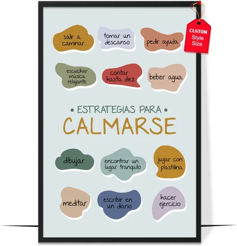 Miniatura 21 de LOLUIS Póster de salud mental, arte de terapia SEL, suministros educativos en español, decoración para escuela, aula y oficina