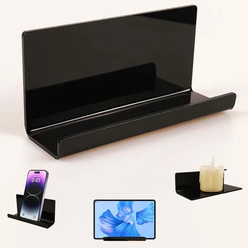 Soporte de Teléfono con Tableta Adhesiva Montado en Pared, Estantes Flotantes de Acrílico, Soporte de Pared para eReader y Smartphone para