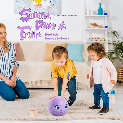 Miniatura 5 de VangeBow Pelotas de fútbol silenciosas para interior para niños de 1 a 3 años, pelotas de fútbol hinchables de felpa suave para bebés y niños