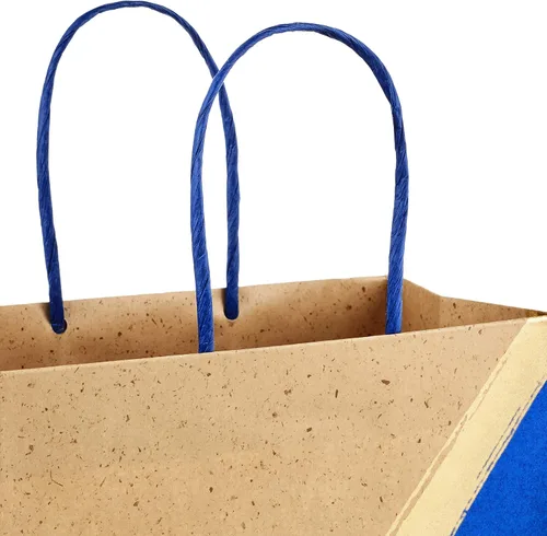 Miniatura 4 de Hallmark Bolsas de regalo de papel medianas de 9 pulgadas (paquete de 8 – azul y kraft) para Hanukkah, cumpleaños, bodas, día del padre