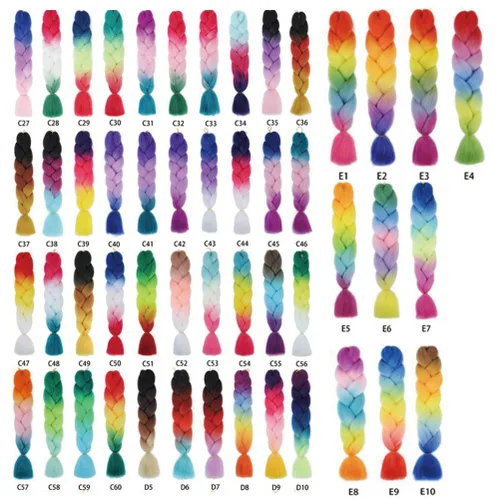 Miniatura 7 de Xiaofeng Extensiones de cabello trenzado coloridas Ombre de 61 cm, 3 unidades, trenzas Jumbo de alta temperatura para trenzas en zigzag y trenzas