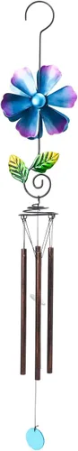 Miniatura 9 de MUMTOP Campanillas de viento para espacio exterior – Campanillas de viento de jardín con molinillo de viento de flores, 33 pulgadas de tono profundo