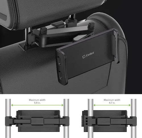 Miniatura 3 de Cellet Soporte universal para reposacabezas de coche para tabletas y teléfonos, soporte giratorio de 360° para tableta con brazo extensible, Negro