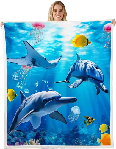 Miniatura 20 de Manta de olas oceánicas para cama, silla, retro, brújula, velero, manta náutica para decoración de dormitorio de niños, manta de vellón marino